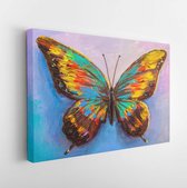 Onlinecanvas - Schilderij - Oil Painting Beautiful Butterfly. Art Horizontal Horizontal - Multicolor - 40 X 50 Cm