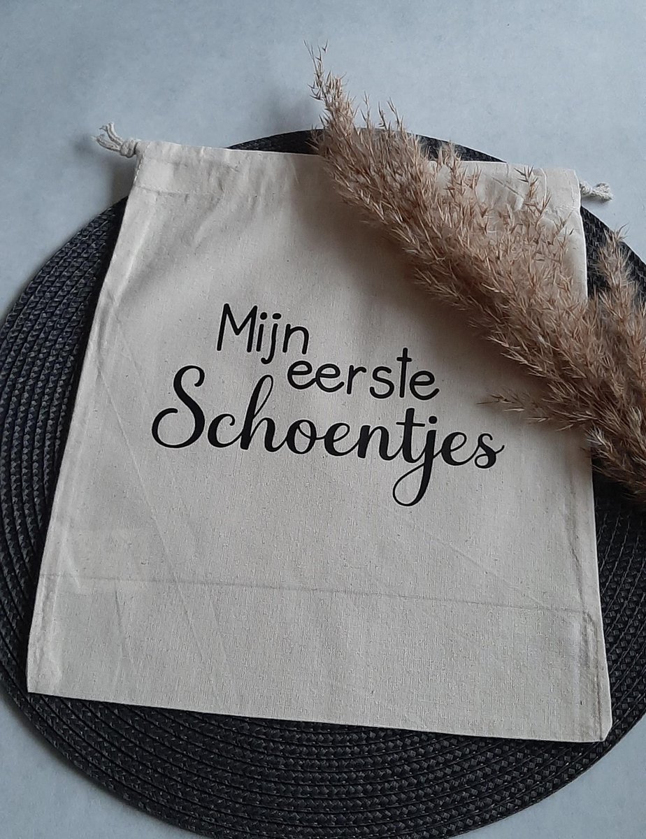 Goedkoopste Mint11 - katoenen zakje Mijn eerste schoentjes - babyshowergift - kraamcadeau - bewaren - baby benodigdheden - bewaarzak