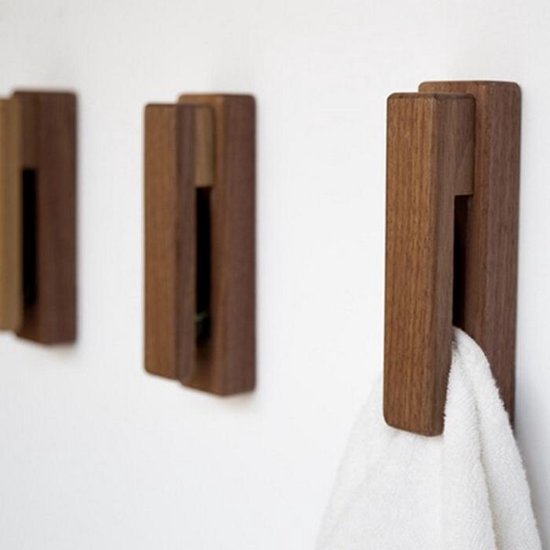 Reinig de vloer Rood afdeling Massief houten handdoek en kleding haak noten | bol.com
