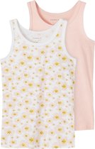 NAME IT HEMDJE MEISJE SILVER PINK FLOWER 2-PACK 86
