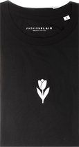 Zwart T-shirt - T-Shirt met bloem print - Organisch Katoen - Unisex - Maat S