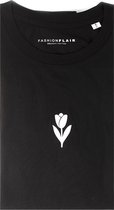 Zwart T-shirt - T-Shirt met bloem print - Organisch Katoen - Unisex - Maat XS