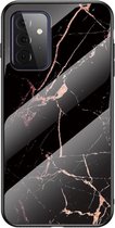 Marble Glass Back Cover - Samsung Galaxy A72 Hoesje - Zwart / Goud