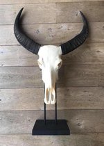 Skull Op Standaard - Buffel Schedel Skull - Buffel Schedel Op Standaard - Skull - Standaard - 90 Cm Hoog