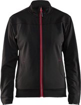Blaklader Dames service sweatshirt met rits 3394-2526 - Zwart/Rood - L