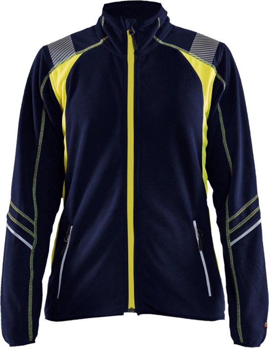 Blaklader Gilet micro polaire pour femmes 4973-1010 - Marine/ Jaune haute visibilité - XL