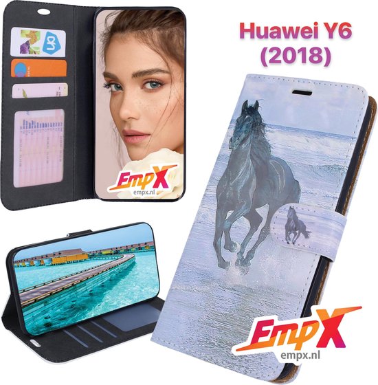 EmpX.nl Couverture de livre Huawei Y6 (2018) Print (Paarden) | Étui  Portefeuille pour... | bol.com