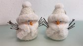 Decoratieve kerstpoppen met muts - 2 stuks - wit