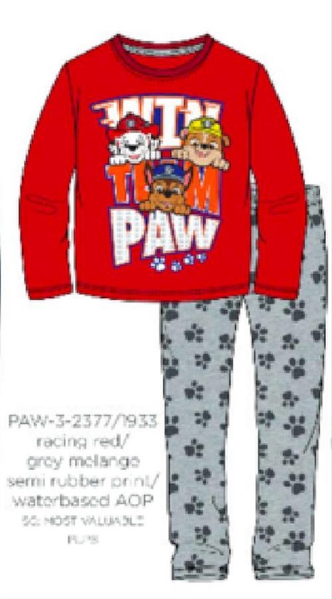 Paw Patrol pyjama - rood - Maat 116 / 6 jaar