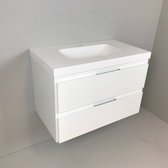 Meuble de salle de bain Blanco 80cm, blanc avec vasque en composite 5cm