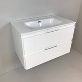 Meuble de salle de bain Blanco 80cm, blanc avec vasque en céramique
