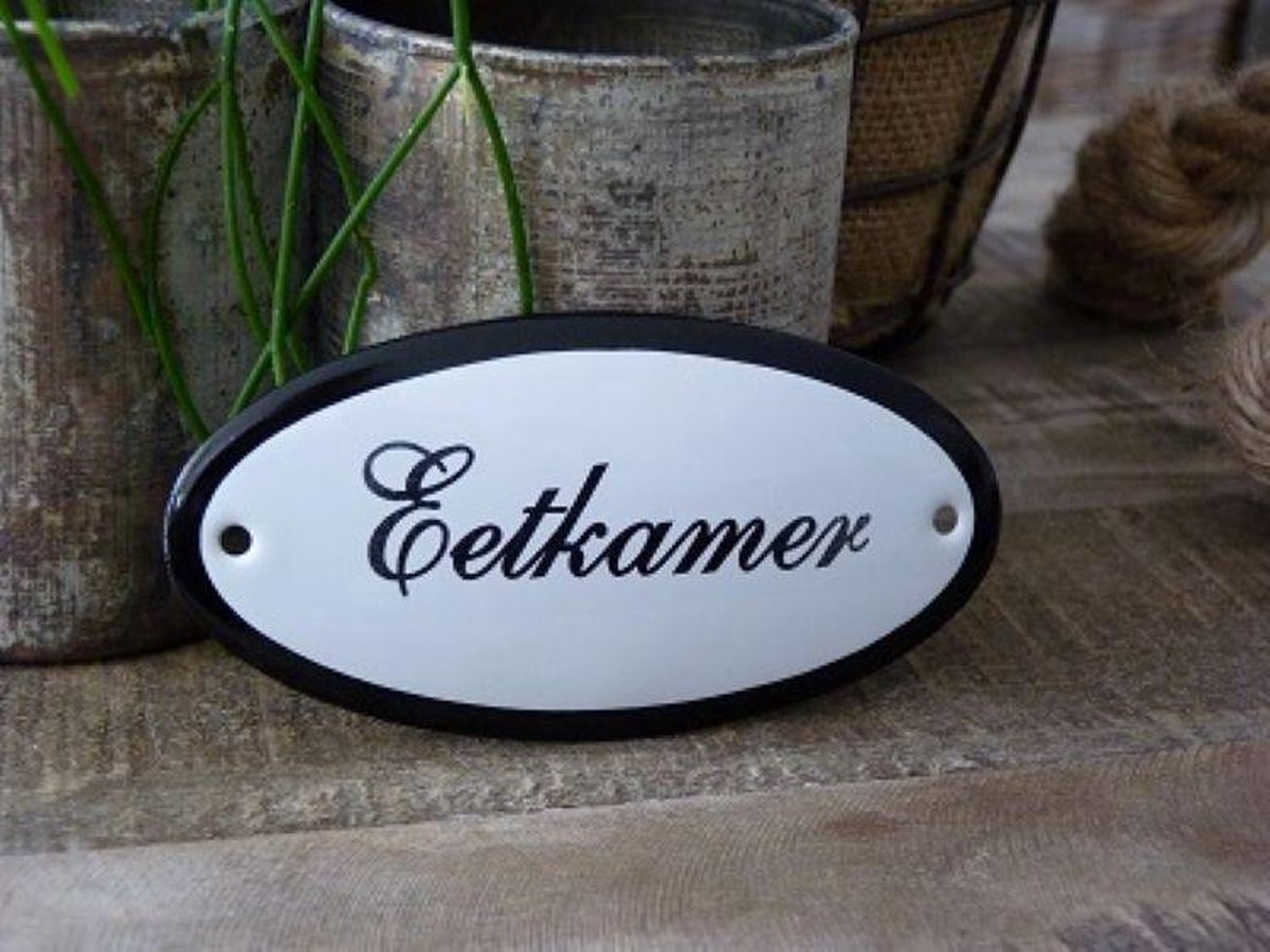 Emaille Deurbordje Ovaal \'eetkamer\'