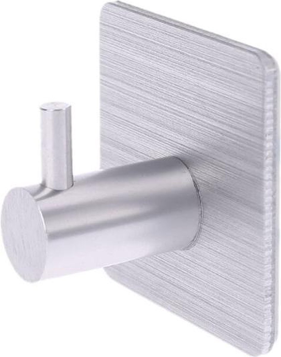 KLEVVE Zelfklevende (handdoek)haakje RVS - Zelfklevend Vierkant - Vierkante handdoekhaakje - Handdoekhaak - Zilver - Ophanghaak - Ophanghaken