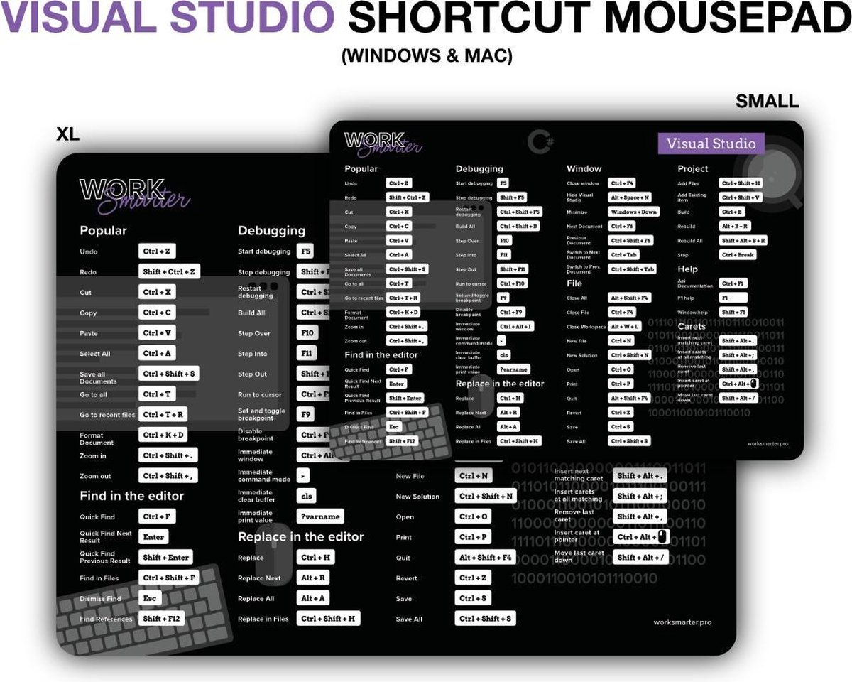 Microsoft Visual Studio Shortcut Mousepad - XL - Windows