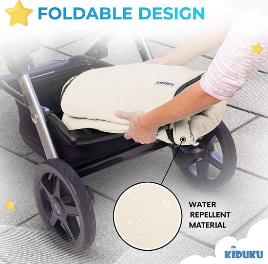 Voetenzak beige-wit, 95 x 50 cm., kinderwagen voetenzak, wintervoetenzak van Baninni — afbeelding 2