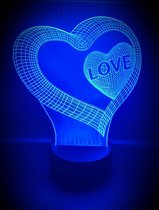 "DUBBEL HART" 3D Led lamp