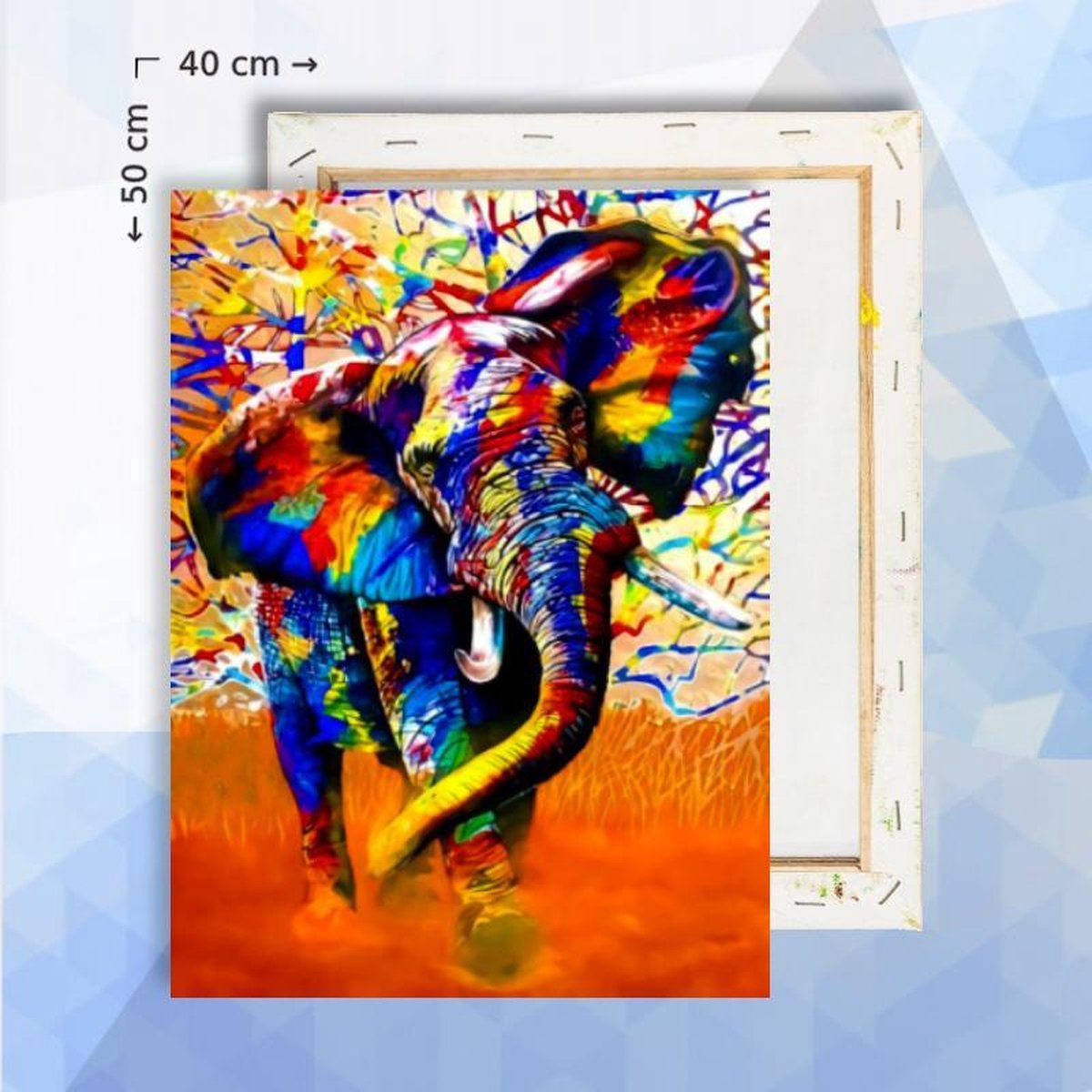 Schilderen Op Nummer Pakket Olifant gekleurd - 40 x 50 cm - met frame