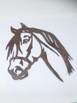 Paardenhoofd Wanddecoratie Silhouet Roestig Metaal Bruin Decoratie Paardenliefhebbers