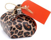 Geschenkverpakking (klein) (10 stuks) | Traktatiedoosje | Cadeaudoosje | Snoepdoosje | Uitdeeldoosje| 6cmx6cmx6cm | Cheetah