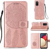 hoesje relief kunstleer voor Samsung Galaxy A70 - roze relief kunstlederen design hoesje A70 - Samsung A70 Book case cover met ruimte voor pasjes