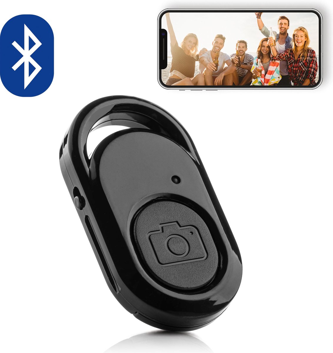 MOJOGEAR Bluetooth remote shutter - afstandsbediening voor smartphone camera – Robuust – Sleutelhanger model - Zwart