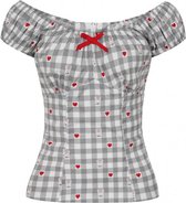 Hell Bunny Hopper Gingham 50's Top Grijs