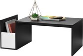 Salontafel Bollnas met opbergvak 90x45x35 cm zwart en wit