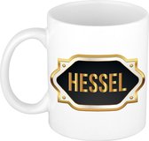 Naam cadeau mok / beker Hessel met gouden embleem 300 ml