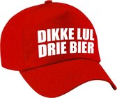 Dikke lul drie bier fun pet rood voor dames en heren - dikke lul drie bier baseball cap - carnaval fun accessoire