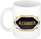 Naam cadeau mok / beker Alexander met gouden embleem 300 ml