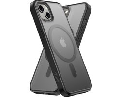 IYUPP Hoesje Geschikt voor iPhone 12 / 12 Pro Hoesje - Geschikt voor MagSafe - Shockproof Back Cover - Mat Zwart Transparant
