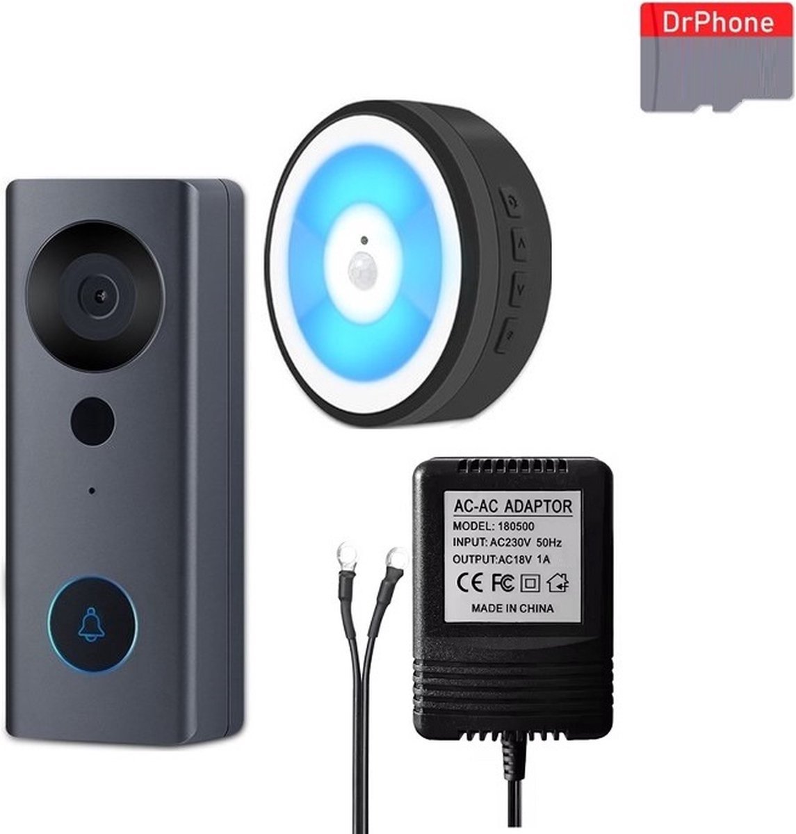 DrPhone LM6-C Camera Deurbel met Binnen Bel en MicroSD 64GB - DrPhone - €94,95
