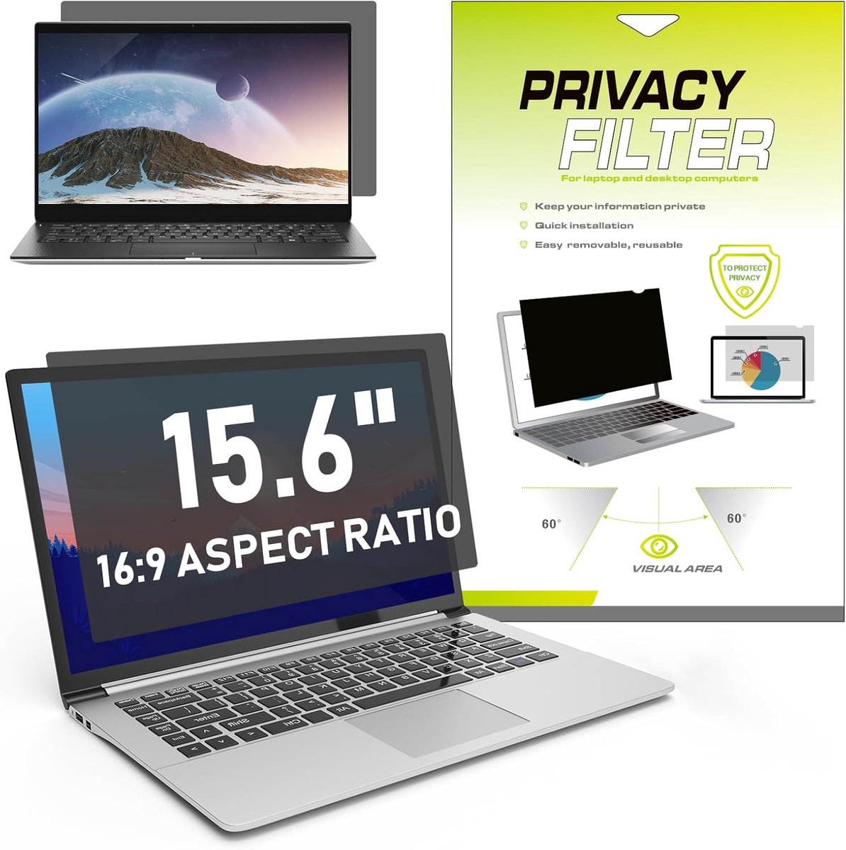 Universeel 15,6 inch Privacyscherm Laptopfilter met Blauwlichtfilter en Antireflectie
