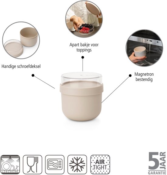 Brabantia Make & Take Yoghurt Beker To Go - 500 ml - Soft Beige