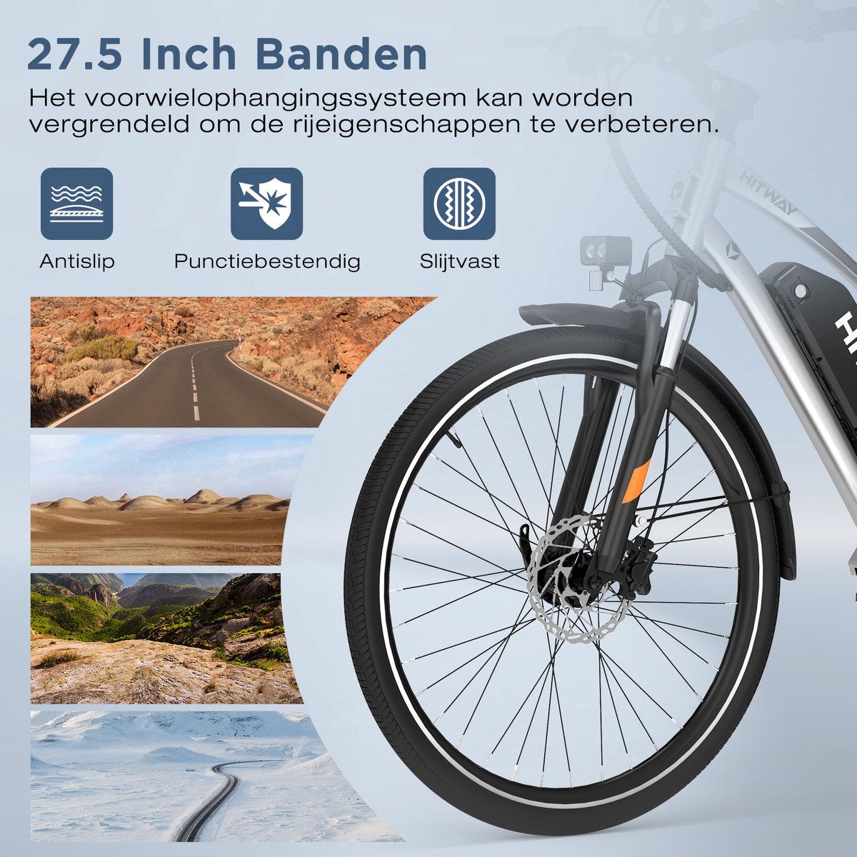 Hitway Elektrische Fiets BK U1 - E-Bike met 250W Middenmotor - 27.5*2.2 Inch City Commuter EBike met Afneembare 36V 13Ah Lithium Batterij - 7 Versnellingen - IP54 Waterdicht – foto 6