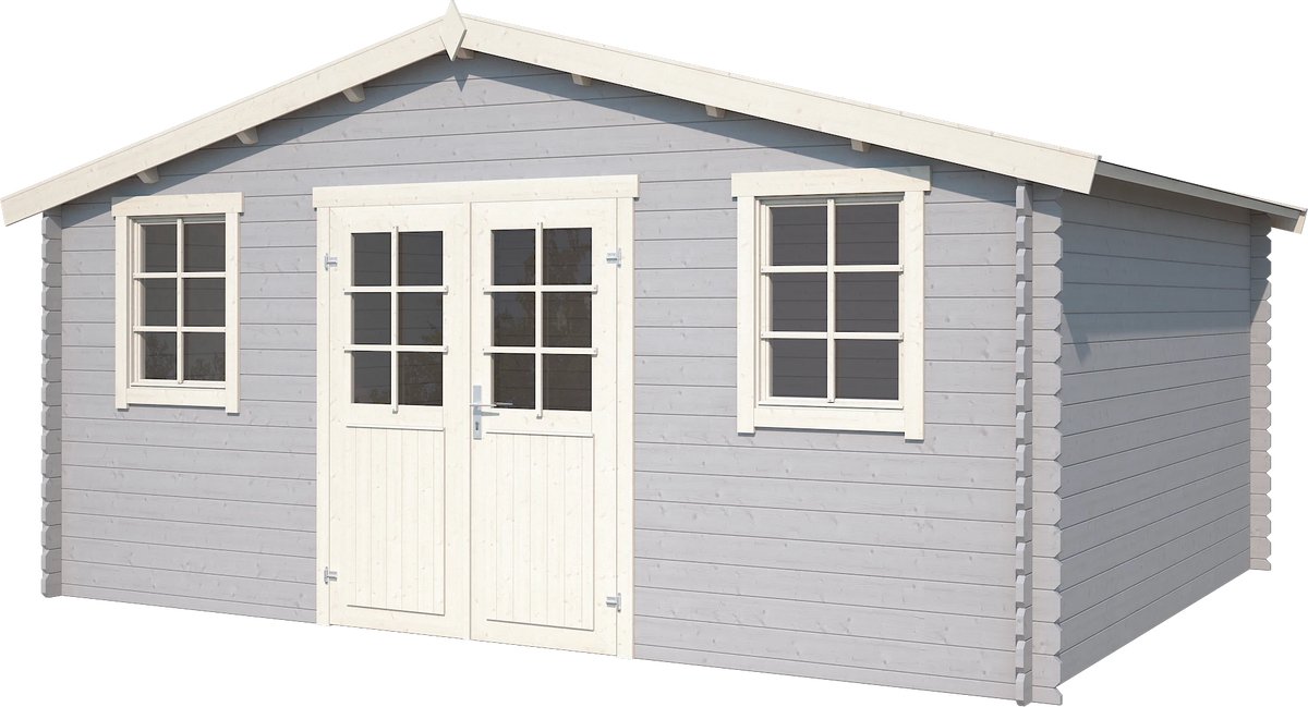 Outdoor Life Blokhut Udo Platinum Grey-Wit 480 x 300 cm
