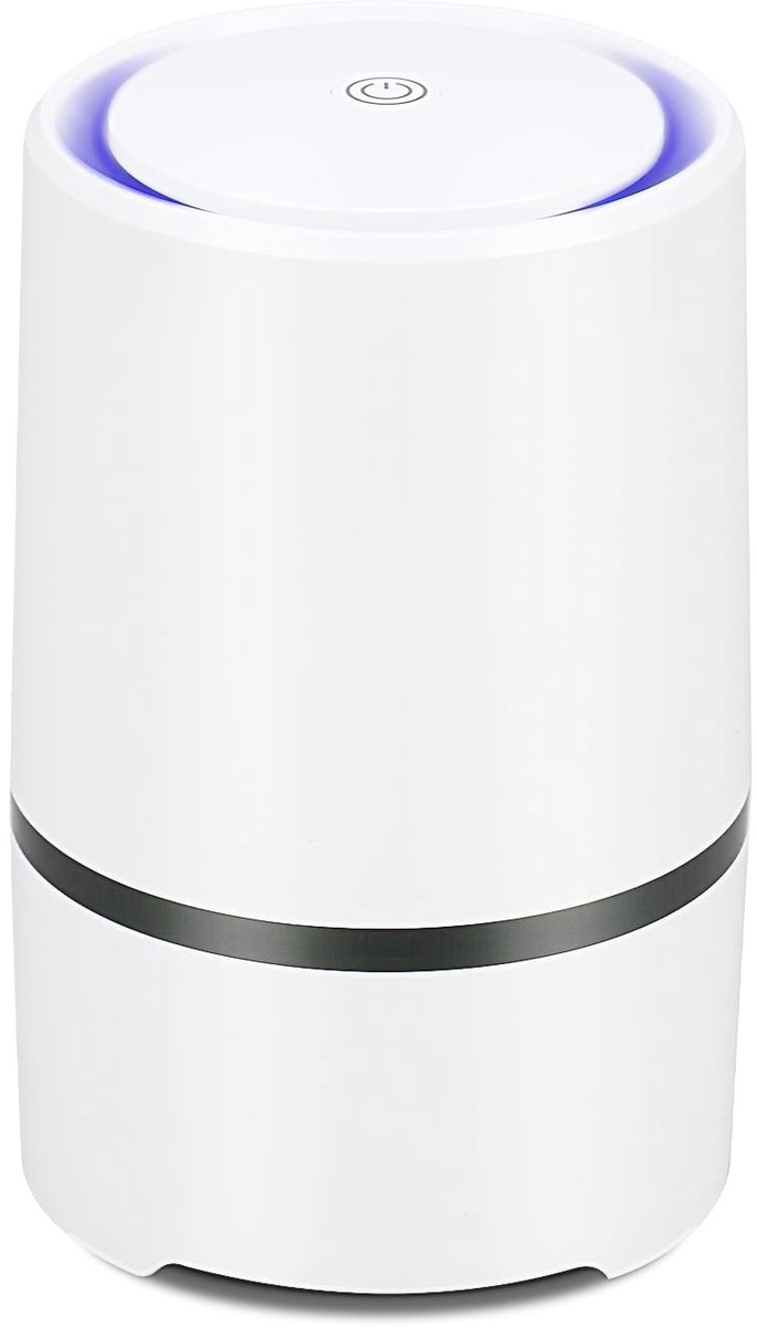 longziming - Luchtreiniger - Air Purifier - Koolstoffilter - 1 stuk - HEPA-filter - Stil (≤28 dB) - Nachtlampje - 8 uur timer - USB - Voor slaapkamer, kantoor en babykamer - 12,5x12,5x20 cm — afbeelding 1