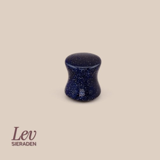 Boucle d'oreille en pierre d'or bleu de 8 mm, plug de selle à double évasement.