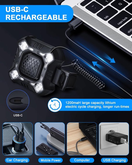 140dB 2 in 1 Fiets Hoorn + Koplamp - 6 Geluidsmodi - USB-C - IPX6 Waterdicht - Voor Fiets Step Ebike — afbeelding 2