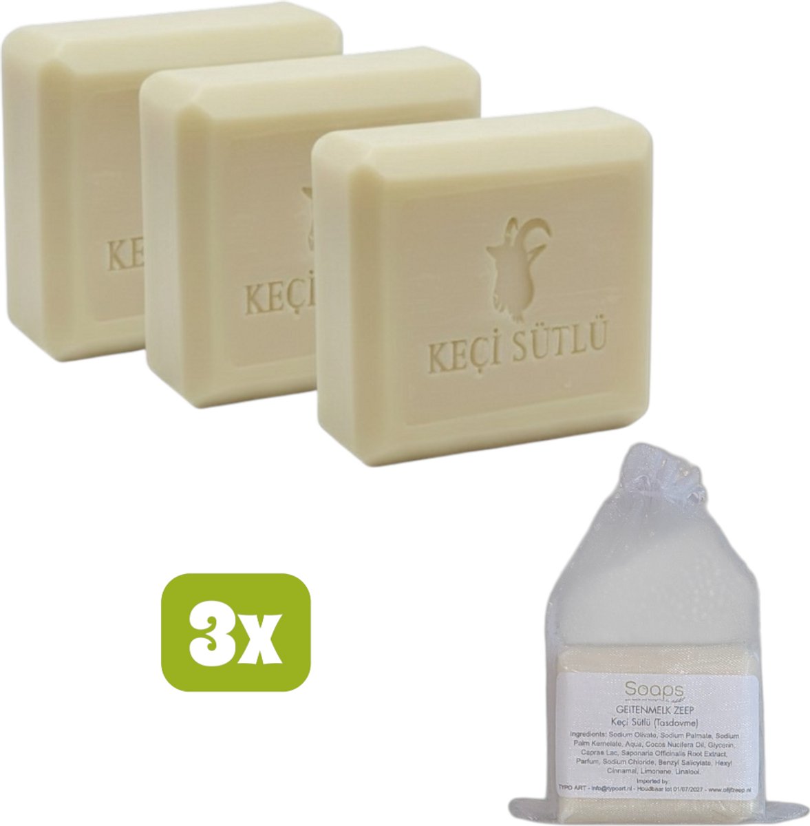 3x Geitenmelk Zeep – 100% Natuurlijke Geitenmelkzeep | Hydrateert, Verzorgt & Verzacht – Voor Gezicht & Lichaam