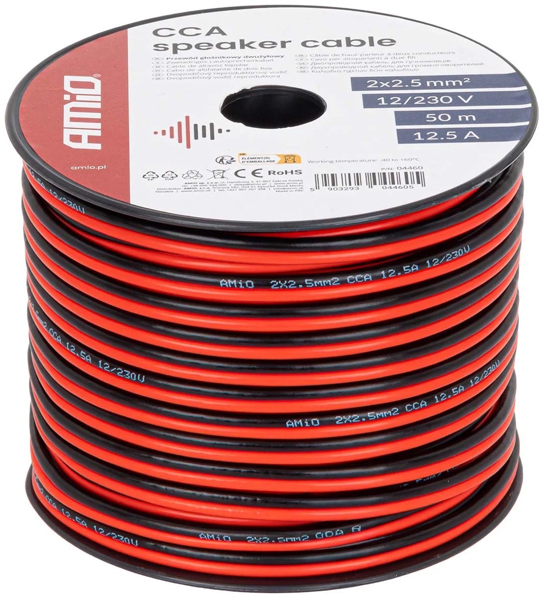 Twee-draads luidsprekerkabel CCA 2x2,5mm2 50m 12,5A