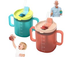 Anti-lekbeker met rietje en tuit - 300 ml - 2 stuks