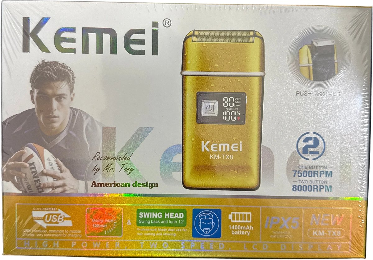Kemei professional shaver-LCD Display-Waterbestendig IPX5-2 snelheden