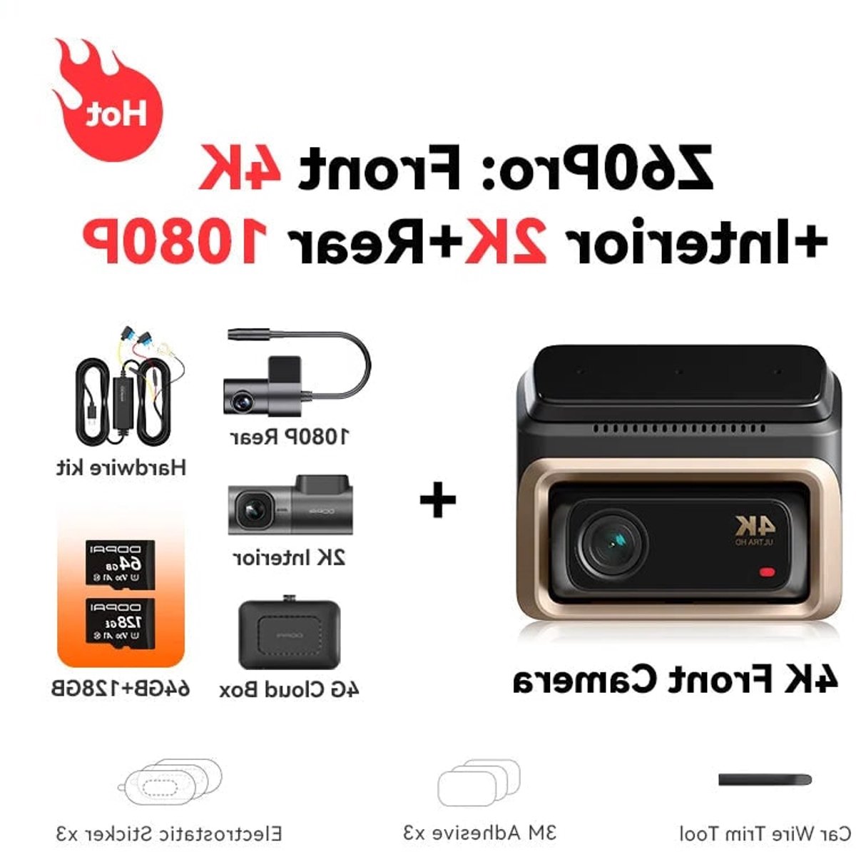 Dashcam – Auto Camera – Video Recorder – Rijcamera – 3-Kanaals 4G Variant – 4K HDR Beeldkwaliteit – ADAS Veiligheidswaarschuwingen
