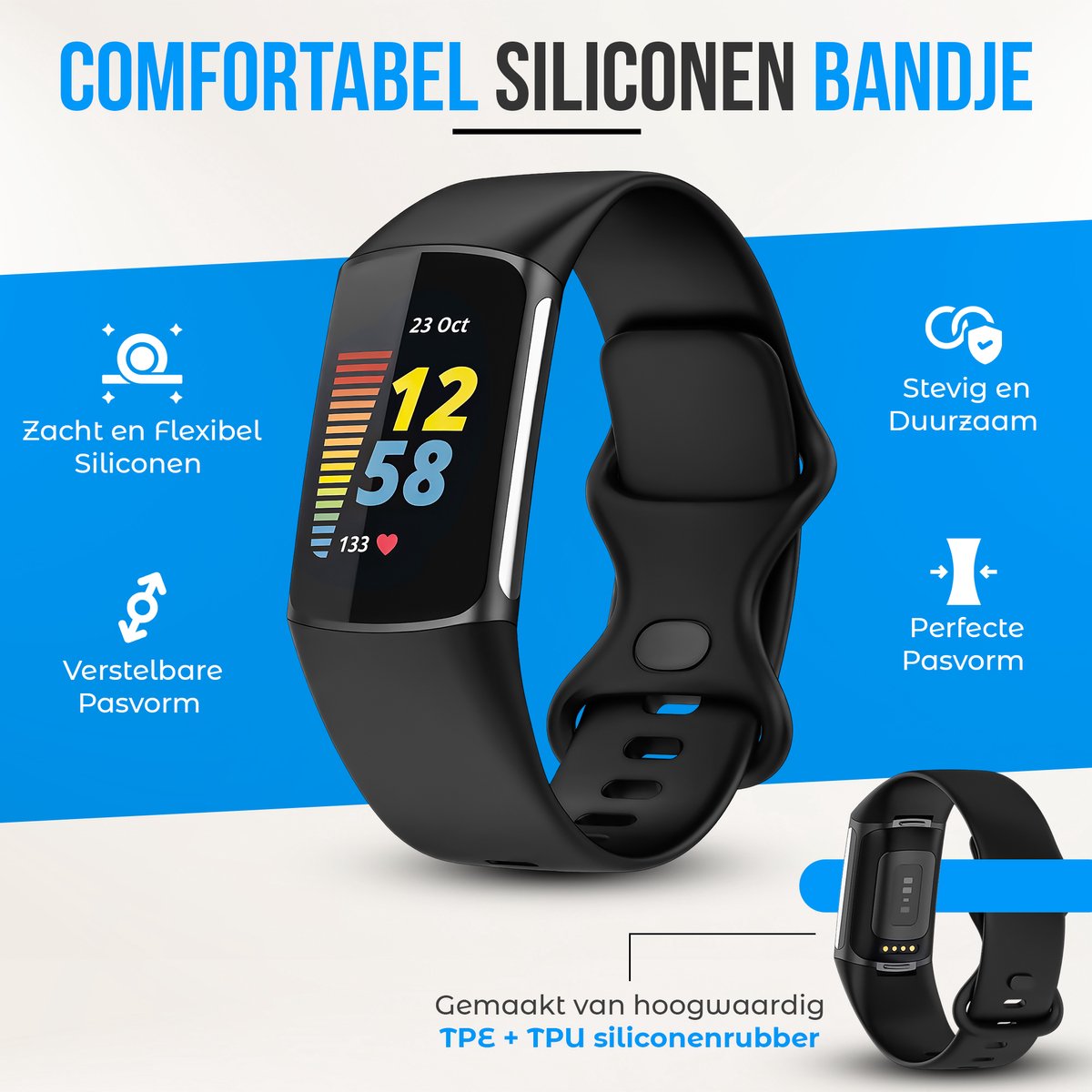 Fitbit Charge 5/6 Siliconen Bandjes Set van 6 Kleuren thumbnail 4