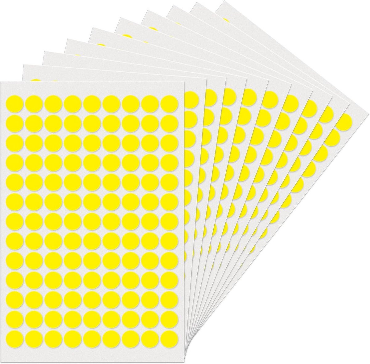 1170x Ronde Gele Stickers 13mm - Zelfklevende Kleurcodering Etiketten Waterdicht