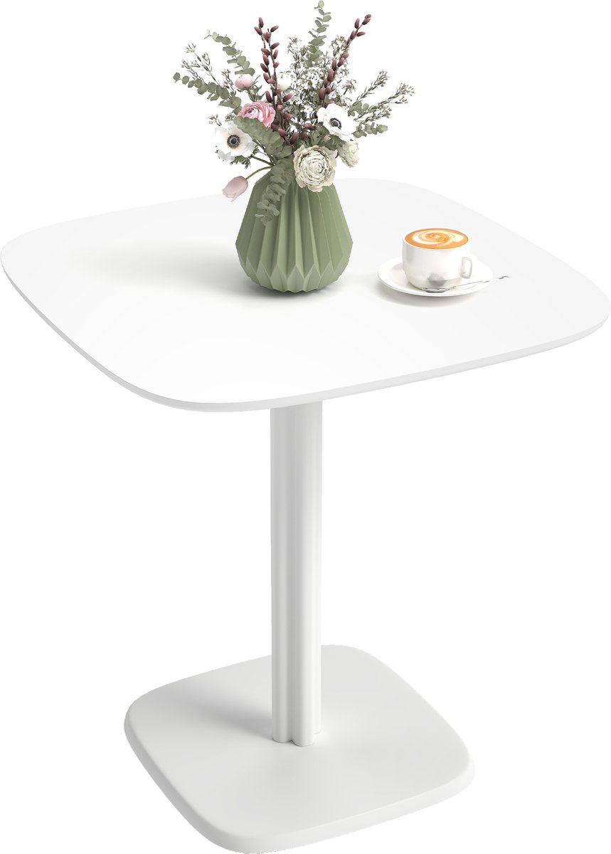 HOMCOM Eettafel - Rubberhout - 70x70x75cm - Wit