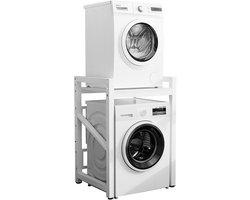Verstelbaar Metalen Wasmachine Rek met Dubbele Laag - Kast voor Wasmachine, Droger of Vaatwasser