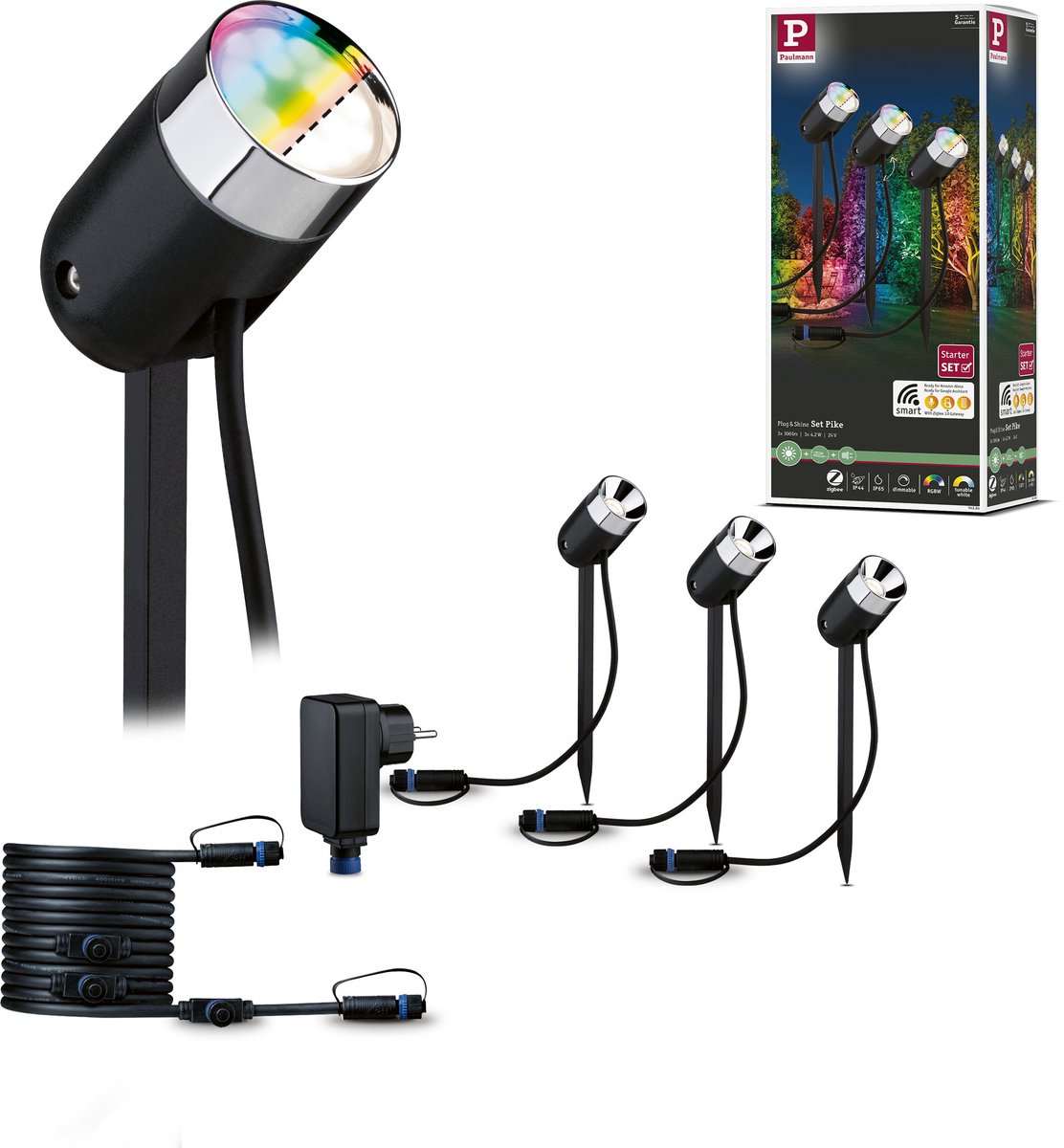 Paulmann colour Spot Pike Set RGBW Zigbee 94284 Verlichtingssysteem Plug&Shine ZigBee LED 4.5 W Warmwit Antraciet