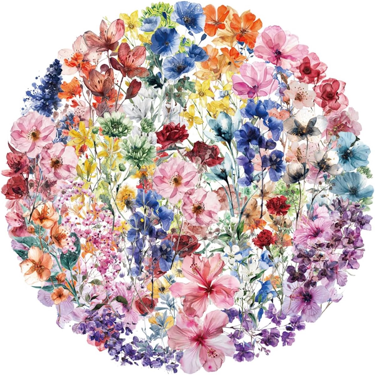 50 Stuks Transparante Bloem Sticker Set voor Laptop, Waterfles en Koffer